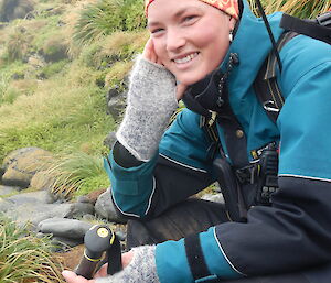 Close up of female hunter smiling outdoors