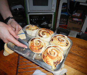 Close up photo of baked scrolls
