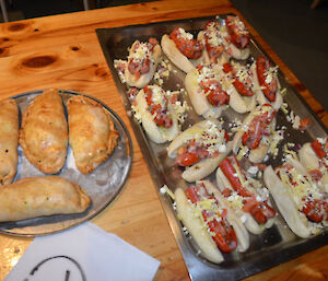 Two platters of Mexican/Chilean food prepared by Patty