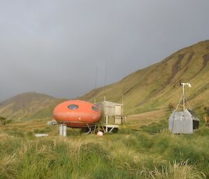 One of the unique bubble shaped huts used by expeditioner’s working in isolated areas of Macquarie Island