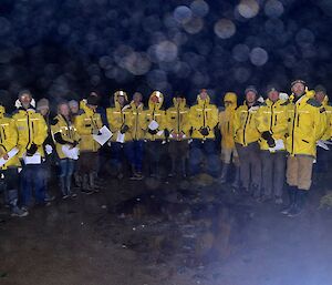 Group of expeditioners at dawn