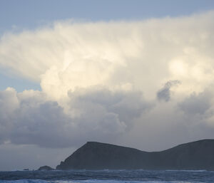 View across Hasselborough Bay of the left side of a well developed cumulonimbus cloud (thunderstorm cloud shaped like a mushroom) behind North Head