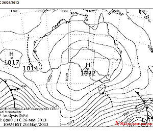 Weather map for 10am Sunday shows the low is now south of NZ and the flow over Macquarie Island is generally southwesterly