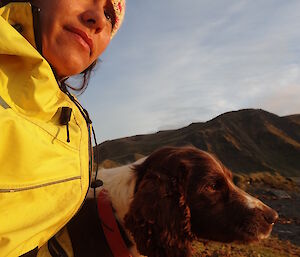 Patty and Joker the dog looking out to the Horizon