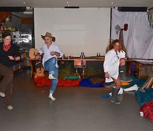 Ange, Tony and Nancye kicking up their heels to the tune of Nutbush City Limits