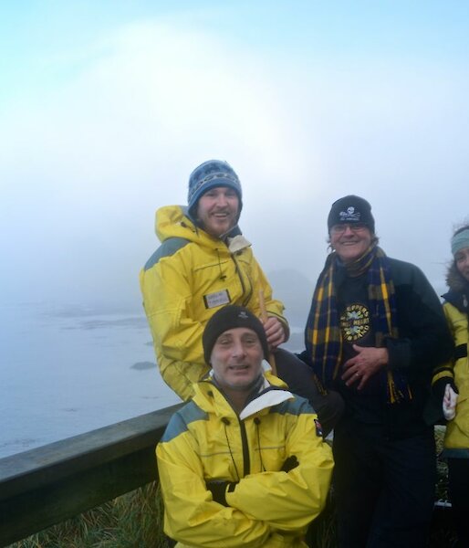 Aaron, Baz, Patty and Chef Tony at the top of Ham shack overlooking the station