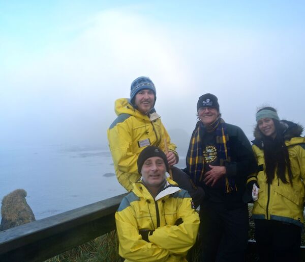 Aaron, Baz, Patty and Chef Tony at the top of Ham shack overlooking the station