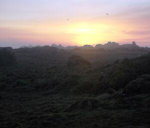 Sunset over Douglas Point rock stacks