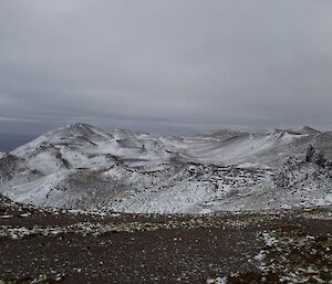 En route to Hurd Point — shows a view of the many snow covered hills and valleys on the way to Hurd Point