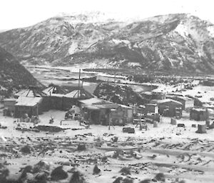 Macquarie Island Station (ANARE 1949) — an old black and white photo showing the station as it was in 1949