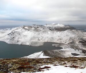 View south from Mount Waite taken from around about the same place as the previous photo, though this time the hills have a good cover of snow