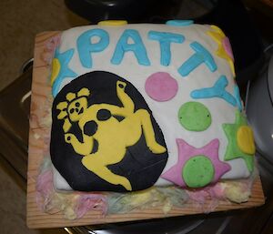 Patty’s birthday cake, decorated with the image of Pachamama
