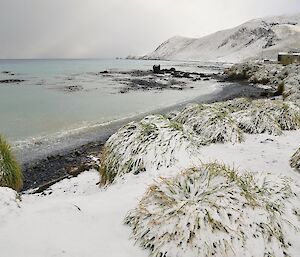 A view down the east coast with the landscape covered in deep snow