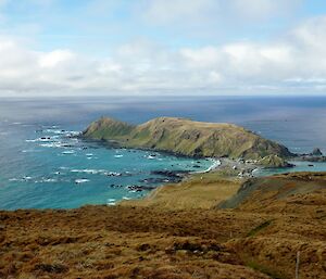 North Head — Taken for a high vantage point — the Overland Track in the foreground leading to North Head and station in it’s entirety with clouds in the background