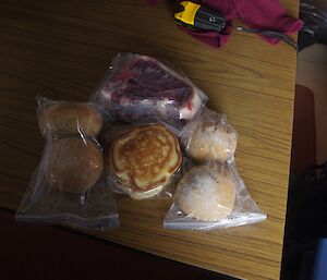 A sparse assortment of food items