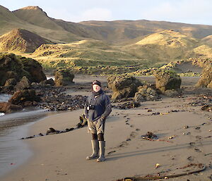 Expeditioner on the beach