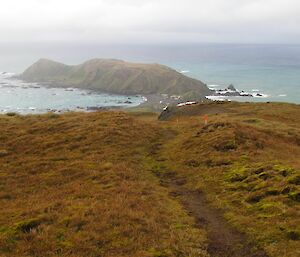 Looking back down a track from the plateau the station