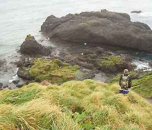 The ranger descends the track down to Secluded Beach