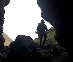 Entering Aurora cave