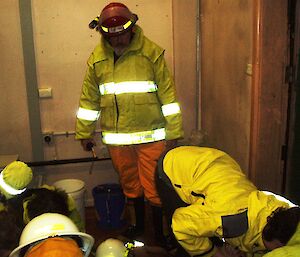 Fire chief Scotty supervises procedures