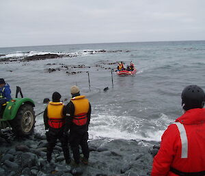 Boat recovery 1: trailer is backed into the water