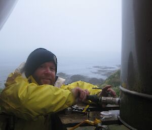 Greg at work at Green Gorge hut