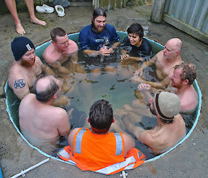 Group in a hot tub