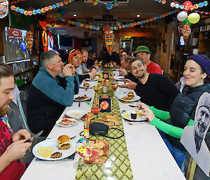 Group sitting for brunch