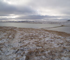 Snowy landscape at Island Lake