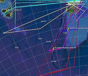 Graph detailing the flight paths of DEEPWAVE project Gulfstream V aircraft to date