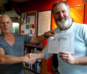 Graeme presents Paul with the MIRPA special award