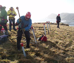 Chris putting in anchors