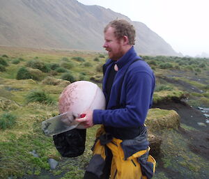 Mike with marine debris
