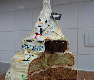 A mountain climbing themed cake
