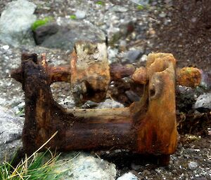 Hand crafted wooden boat winch found by Graeme and Chris at Caroline Cove