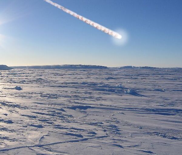 Artist’s impression of the view of the meteoroid fireball near the explosion site