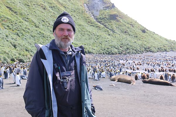 Pete at Sandy Bay as tourist guide