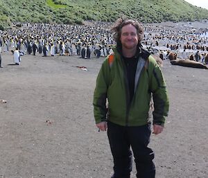 Benny at Sandy Bay as tourist guide