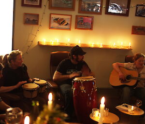 After the carol singing an impromptu assortment of individuals playing guitar, bongos and congas created some lively entertainment for the evening