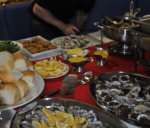 Chef putting the finishing touches to his Christmas buffet