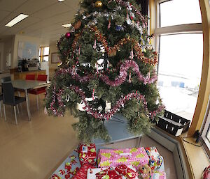 Kris Kringle presents under the Christmas tree