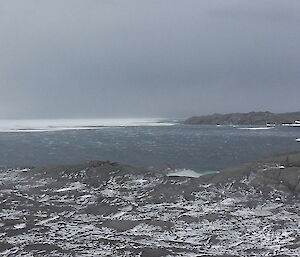 Sea ice going back out to sea after breaking off from land