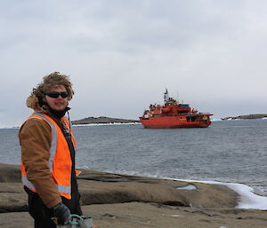 Keldyn Francis at departure of Aurora Australis