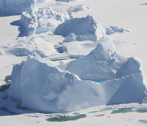 A large iceberg photographed from above