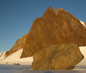 Painted Peak, rock juts out from snowy surrounds