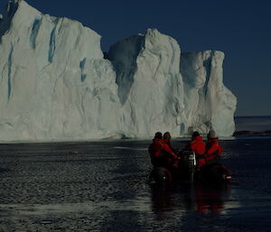 Boating near a large iceberg
