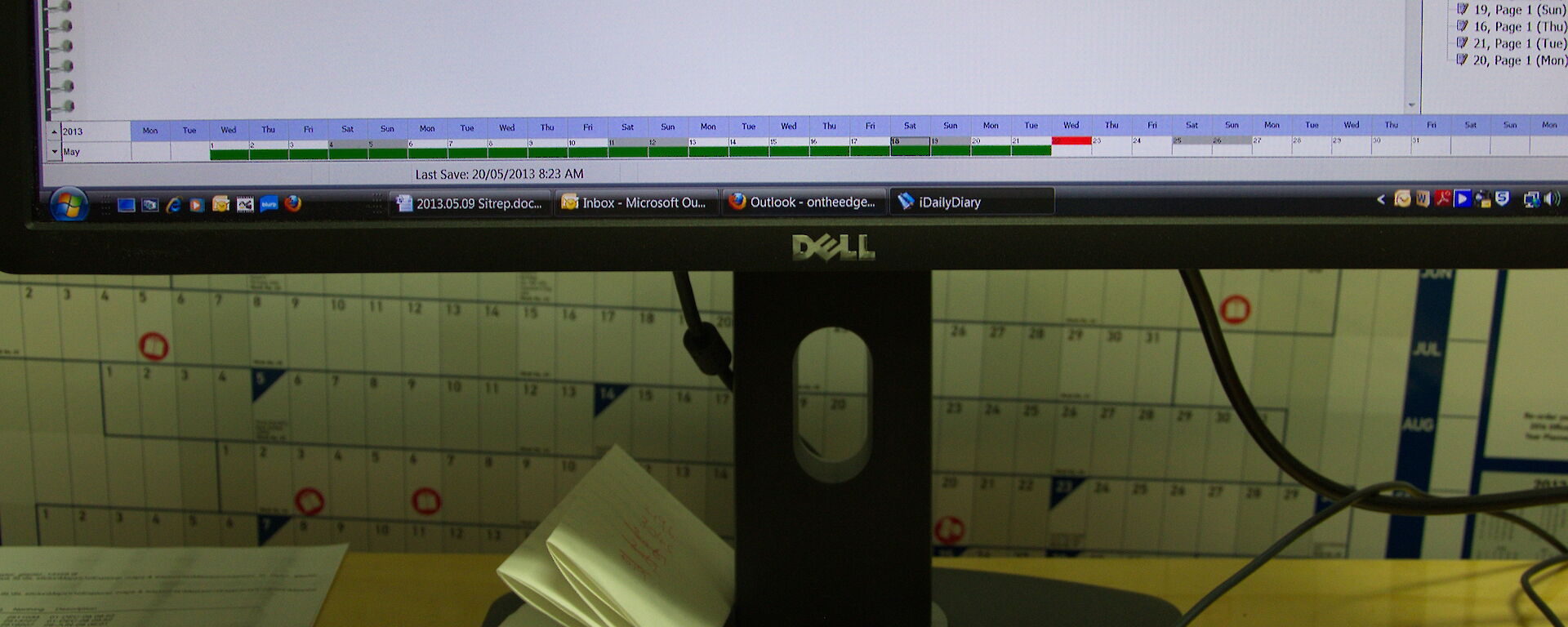 Computer log book — shows a computer monitor with the logging software open