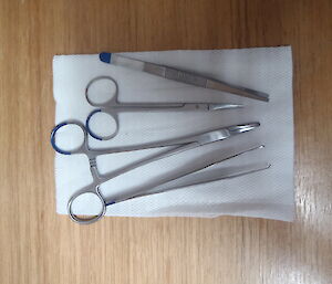 Four metal surgery tools