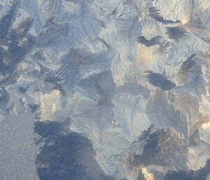 Ice crystals that look like a landscape image taken from a helicopter