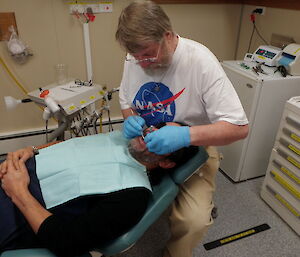 A dental procedure takes place